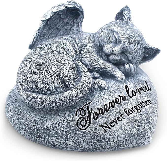 Orchid Valley Sleeping Cat Garden Statue - Pet Memorial Stone - Grave Marker - Beautifully Packaged Memorial Gift, Headstones for Cats or Thoughtful Sympathy Gift