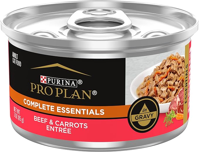 Purina Pro Plan High Protein Cat Food Wet Gravy, Beef and Carrots Entree - (Pack of 24) 3 oz. Pull-Top Cans