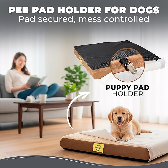 Puppy Pad Holder | Washable Dog Bed | Dog Potty Training | Puppy Potty Training | Indoor Pee Pad Station | Waterproof Washable Bed for Dogs with Pad Holder