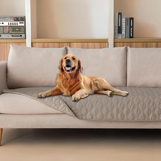 gogobunny 3X Stronger Waterproof Pet Blanket, Scratch Proof Furniture Protector for Dogs Cats, Reversible Cover 30x90 Inch, Dark Stone