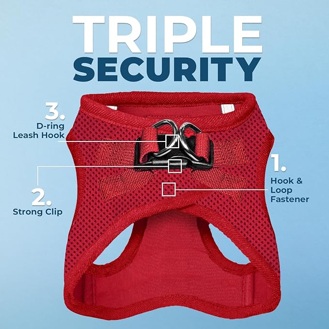 Voyager Step-in Air Cat Harness - All Weather Mesh Step in Vest Harness for Small and Medium Cats by Best Pet Supplies - Set (Red), XXXS