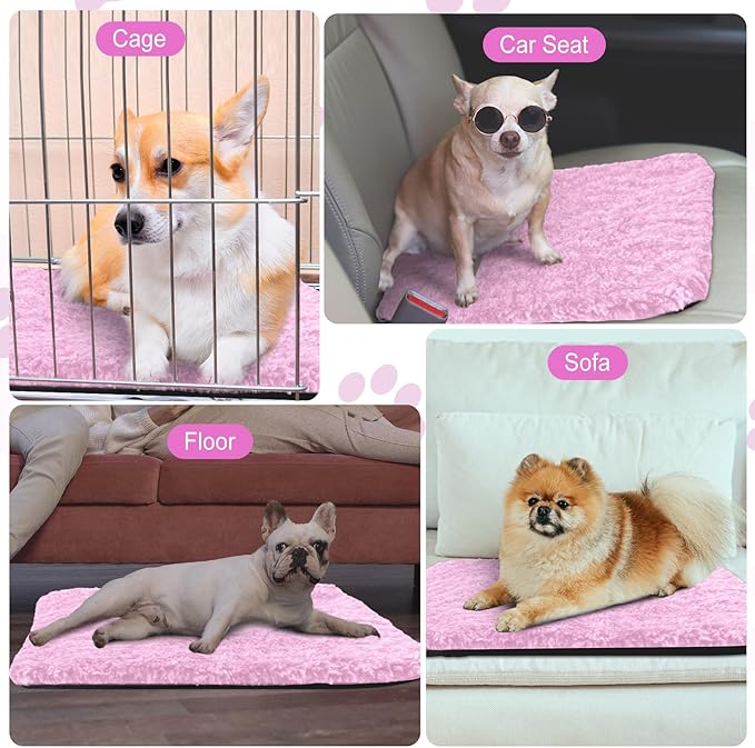 4 Pack Self Warming Cat Bed Indoor Self Heating Dog Cat Pad Washable Thermal Pet Kennel Pad Crate Bed Mat Reflect Body Heat for Outdoor(Pink,16 x 20 Inch)