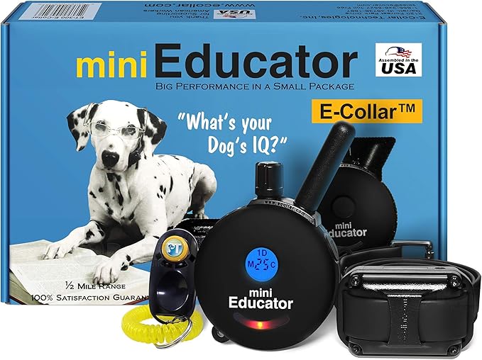 Educator - ET-300 Black - Ecollar Dog Training Collar with Remote Control - 1/2 Mile Range, Waterproof, Rechargeable, 100 Training Stimulation Levels, Vibration and Tone W/PetsTEK Training Clicker