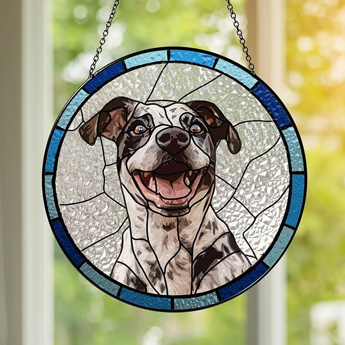 NAZENTI Personalized Cat Memorial Suncatcher, Sympathy Gift for Loss of Pet, Cat Remembrance Gift, Stained Glass Suncatcher, Custom Portrait Photo and Name, Pet Memorial Ornament Window Hanging 2