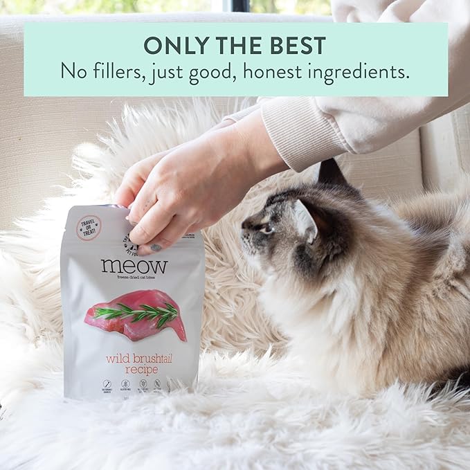 The New Zealand Natural Pet Food Co Meow Freeze Dried Cat Food - Wild Brushtail Recipe, High Protein Treats, Meals & Toppers,Dry Cat Food,1.76 oz