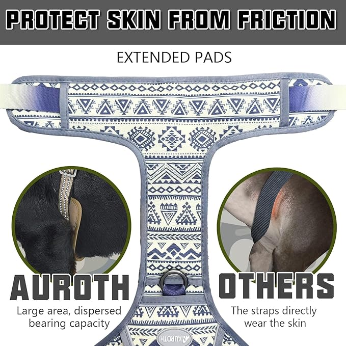AUROTH Tactical Dog Harness for Large Dogs No Pull Adjustable Pet Harness Reflective K22 Working Training Easy Control Pet Vest Military Service Dog Harnesses