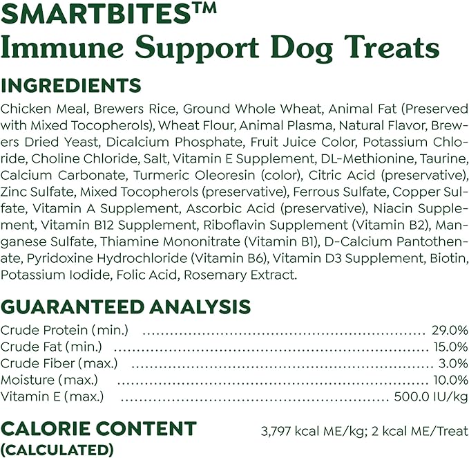 Greenies Smartbites Immune Support Crunchy & Soft Dog Treats, Chicken Flavor, 8 oz. Pack