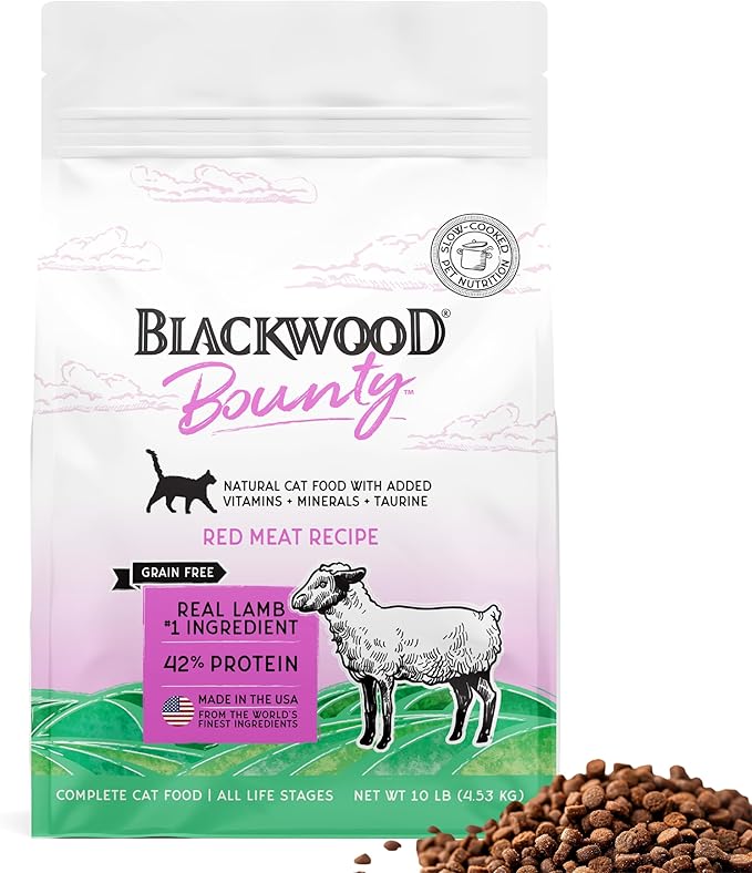 Blackwood Bounty Dry Cat Food, Red Meat Recipe for All Life Stages, 10 Pound Bag, High Protein, Grain Free