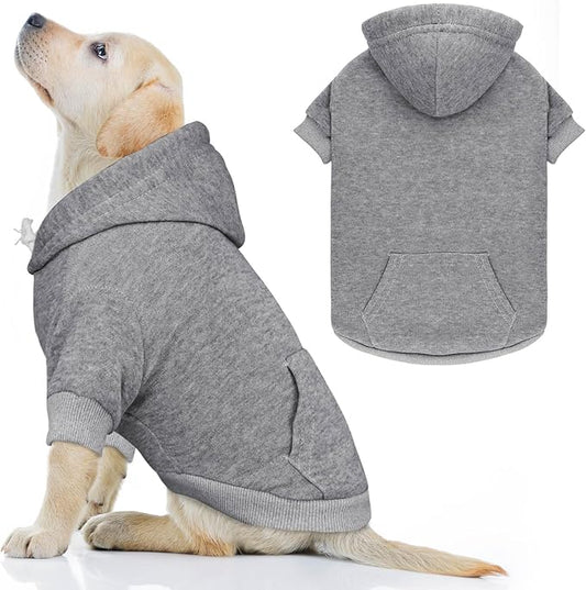 Dog Hoodie Dog Sweater Solid Grey-Large