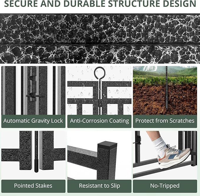 Dog Fence Outdoor Indoor, 40 Inch Height 48 Panels Dog Playpen for Large/Medium/Small Dogs Metal Dog Pen for Yard Camping and RV | Black-Silver