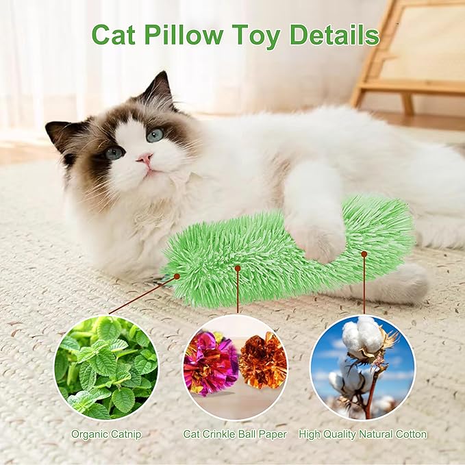 3 Pcs Interactive Cat Toys Cat Pillows, Soft and Durable Crinkle Sound Catnip Toys, for Indoor Cats Funny Kitten Toys Exercise
