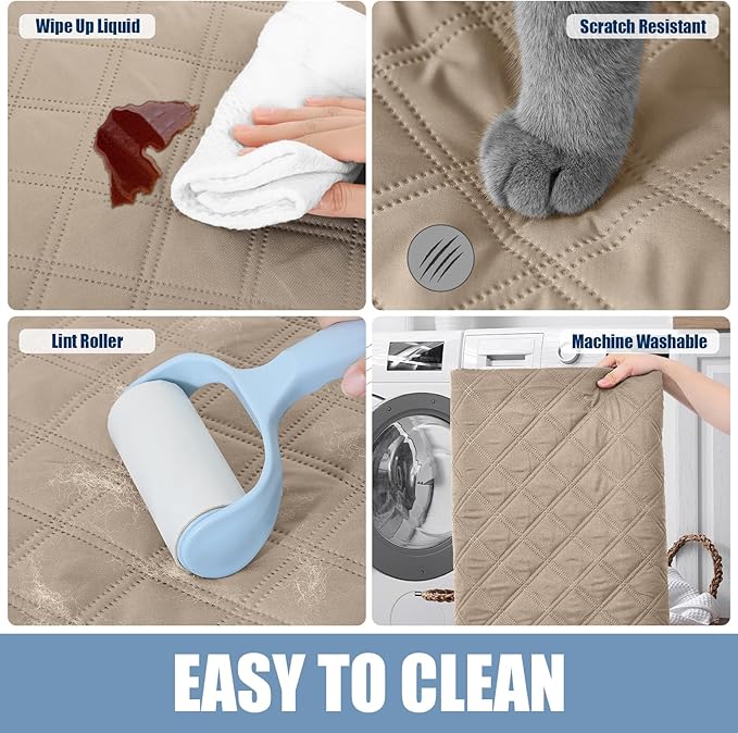 Smiry Waterproof Dog Bed Cover Pet Blanket, Soft Washable Dog Blanket for Furniture Bed Couch Sofa Reversible, Checkered (40"x70", Taupe/Taupe)