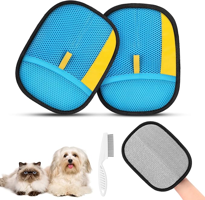 SAWMONG Pet Hair Removal Glove, 2Pcs Cat & Dog Reusable Pet Hair Remover Gloves 2025 New Upgrade, Grooming Pet Hair Remover Tool for Couch, Car, Furniture, Carpet