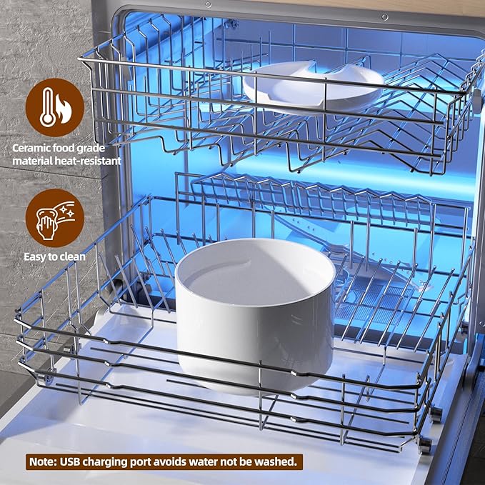 Ceramic Cat Water Fountain,Ceramic Water Fountain for Cats Cordless Automatic with Ultra-Quiet Pump and 4 Filter for Cats, Dogs, Multiple Pets