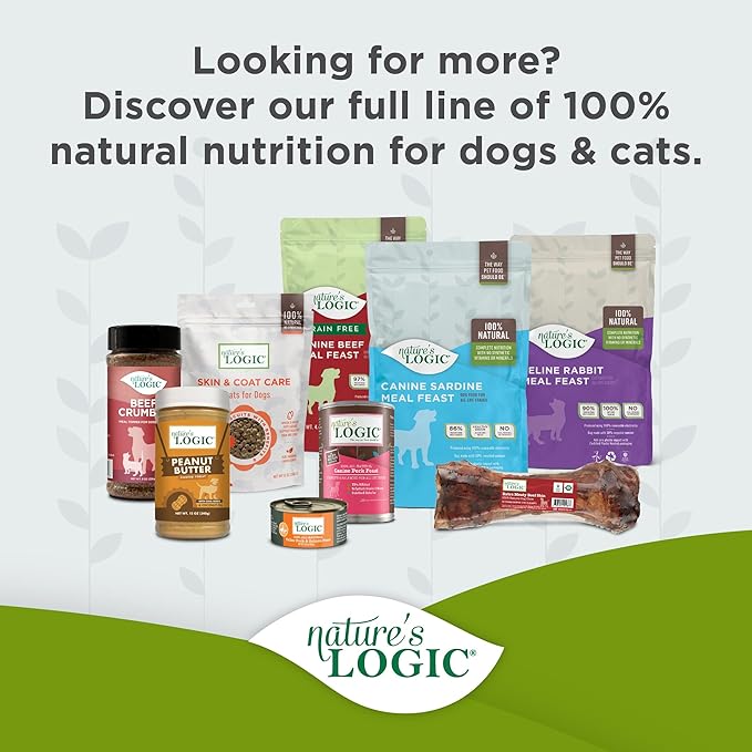 NATURE'S LOGIC Dry Dog Food - 100% Natural - No Synthetics - for All Ages, Sizes, Breeds - Free from Common Allergens, High Protein - Pork Meal Feast, 25lbs