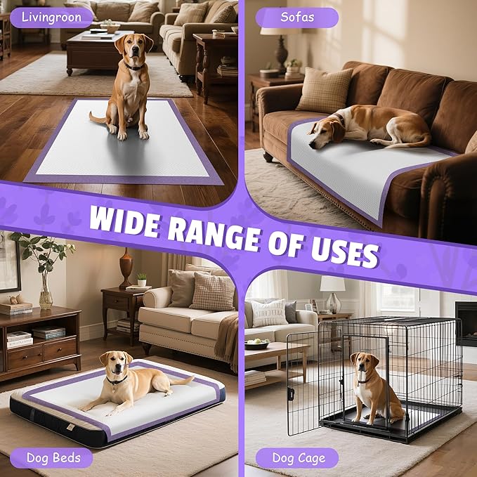 Boscute Lavender Scented Thicken 6 Layers Heavy Absorbent 30"x36" Pet Training Dog Pee Pads, Extra Large Polymer Leak-Proof Quick Dry Puppy Pee Pads, Disposable Pee Pads for Dogs Cats Rabbit 30Counts