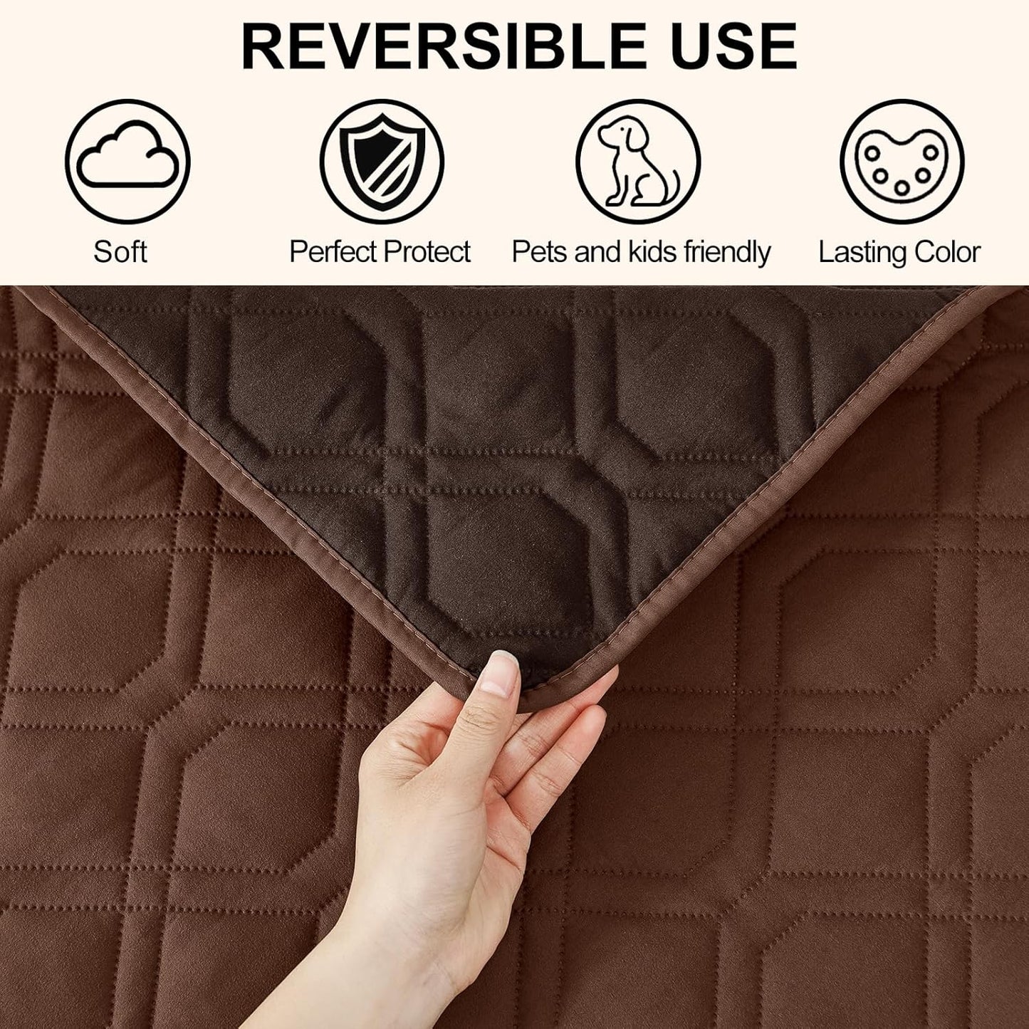 Smiry Waterproof Dog Blanket, 52x82 Inch Soft Pet Bed Cover Reversible, Washable Sofa Couch Furniture Protector for Small Medium Large Dog Puppy Cat, Geometric, Brown/Chocolate