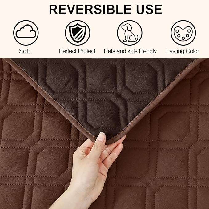 Smiry Waterproof Dog Blanket, 82x120 Inch Soft Pet Bed Cover Reversible, Washable Sofa Couch Furniture Protector for Small Medium Large Dog Puppy Cat, Geometric, Brown/Chocolate