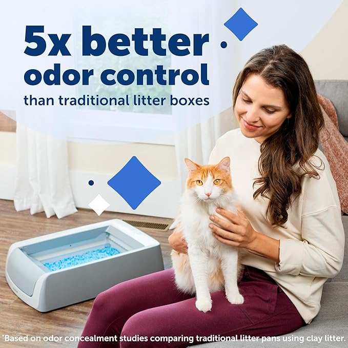 PetSafe ScoopFree Crystal Pro Self-Cleaning Automatic Litter Box - Top-Entry Motion-Sensing Cat Box with Integrated Health Counter - Includes 1 Disposable Crystal Litter Tray