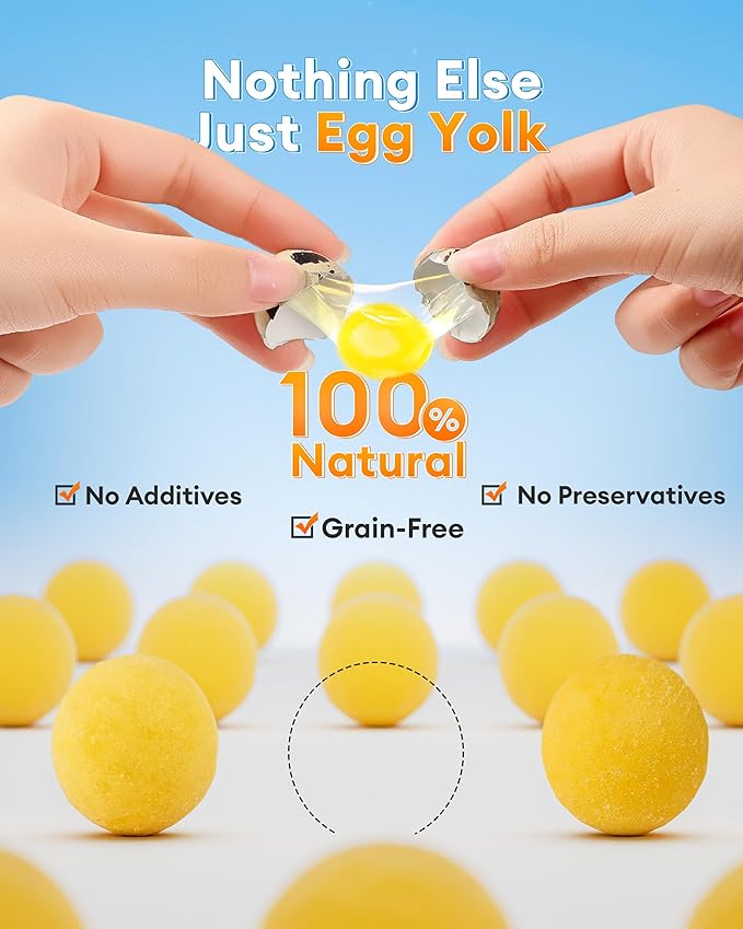 Freeze Dried Quail Egg Yolk Cats & Dogs, Treats, 5.29 oz, Single Ingredient, Freeze-Dried Pet Food for Dogs, Cats, No Additives | Grain Free | Support for Skin and Coat Health