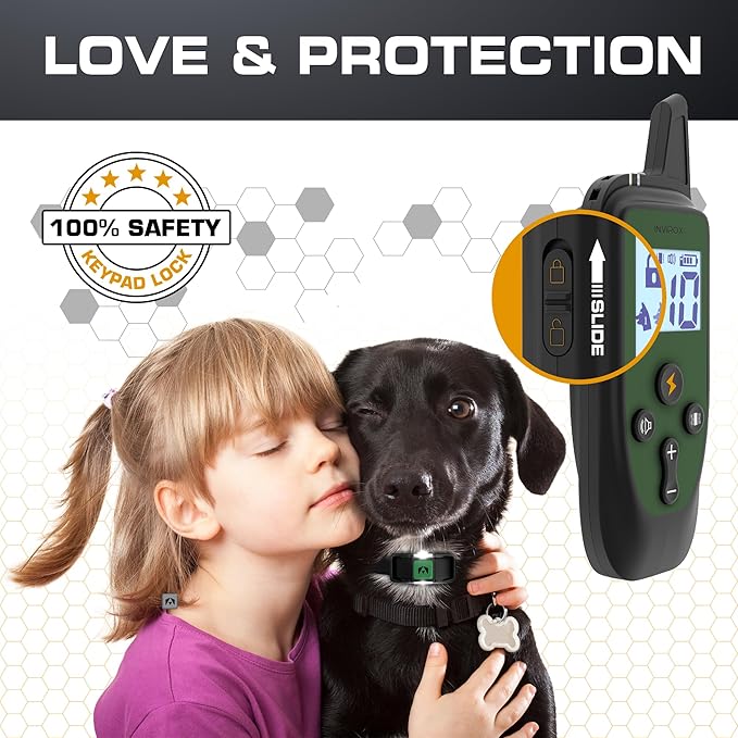 INVIROX Training Collar for Large Dog X2 [Spark K9] 124 Levels with Remote 1100yd Range, Night-Light Mode for Medium Dogs IP67 Waterproof Training Collar for Dogs