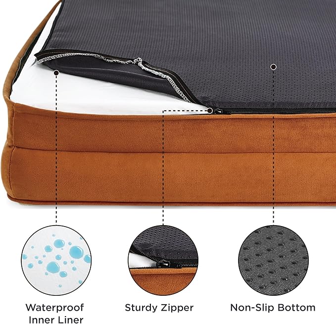 Bedsure XXL Orthopedic Dog Bed for Extra Large Dogs - Washable Giant Dog Cat Bed Waterproof, Comfort Dogs Couch Sofa with Washable Removable Cover, Pet Bed with Nonskid Bottom, Ember Clay, 52"
