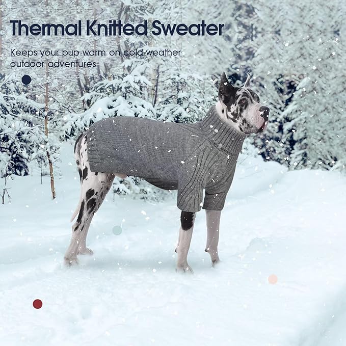 IECOii XL Dog Sweater,Winter Doggy Clothes for Large Dogs Girl Boy,Warm Pullover Soft Dog Sweater Turtleneck,Lightweight & Good Stretch for Active Dogs Like Beagle,Border Collie (Light Grey,XLarge)