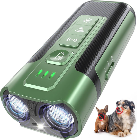 Dog Bark Deterrent Devices-Ultrasonic Anti Barking Device for Dogs with 50ft Range, Rechargeable No Barking Device for Own or Neighbor's Dogs, Portable Safe for Dogs/Humans | Indoor/Outdoor Use-Green