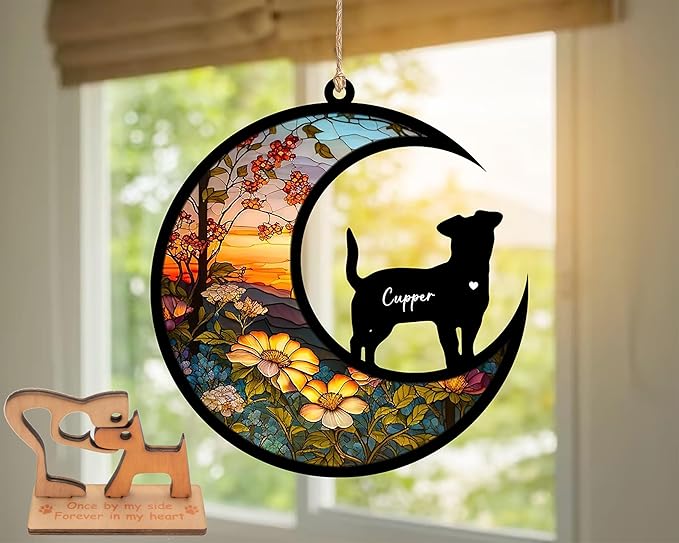 Dog Memorial Suncatcher, Personalized with Name, Dogs Breeds Suncatcher, Custom Pet Loss Suncatchers, Gifts for Pets Lovers, Dog Memorial Ornament Loss of Pet Sympathy Gift