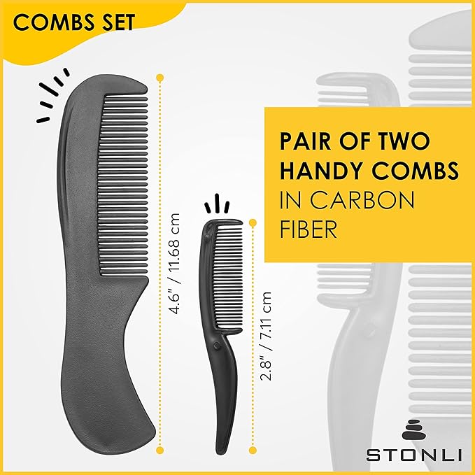 Professional 5’’Beard & Mustache Grooming Kit for Men – Precision Beard Scissors, Mustache Scissors, Moustache Comb, Beard Trimming Scissors, Mustache Care Set with Leather Case (Black)