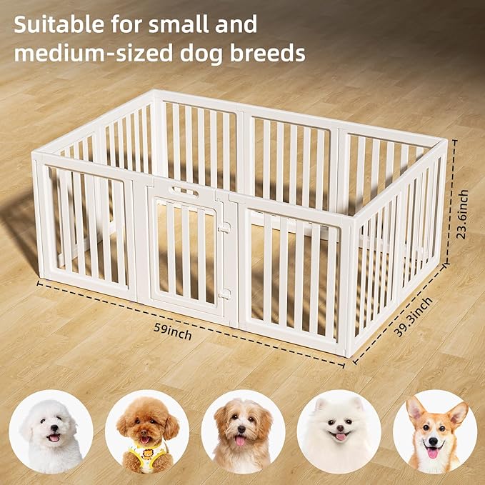 Dog Playpen,Clear Dog Pen, Acrylic Dog Pen，Easy to Install and Remove Dog Play Pen and Kennel Playpen, Suitable for Dogs, Cats,Dog Playpen Indoor (White, 23.6" Height, 10PCS)