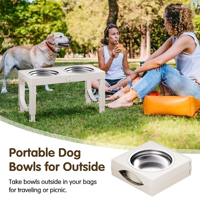 Elevated Dog Bowls Large Breed XIAZ Raised Dogs Bowl Stand Large/Medium Sized Dog 1L Food Water Bowl Stands 5 Heights Adjustable 9/11/12/17in White Pet Feeder Dish Station