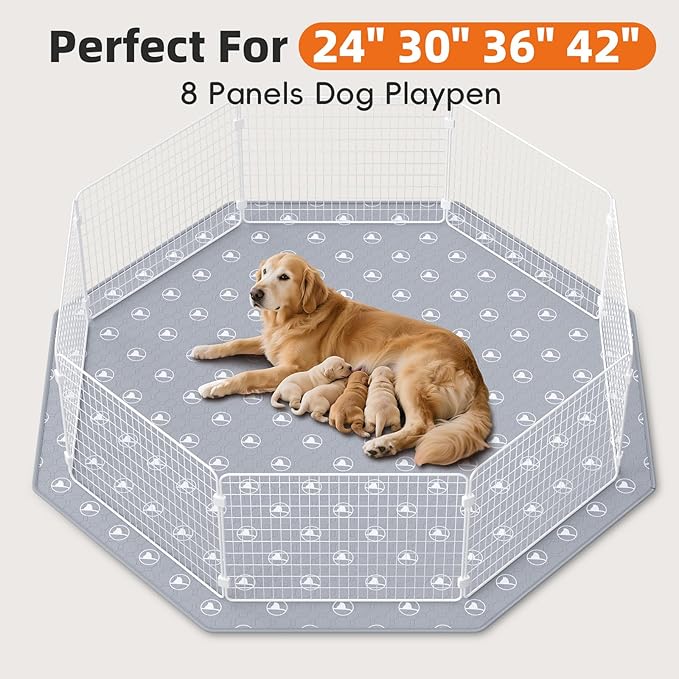 PJYuCien Washable Pee Pads for Dogs 2 Pack, 89" x 33" Octagonal Reusable Pee Pads for Dogs, Leak-Proof Pet Training Pads, Puppy Pads for Non-Slip, Designed for 24/30/36/42'' Width 8 Panels Pen