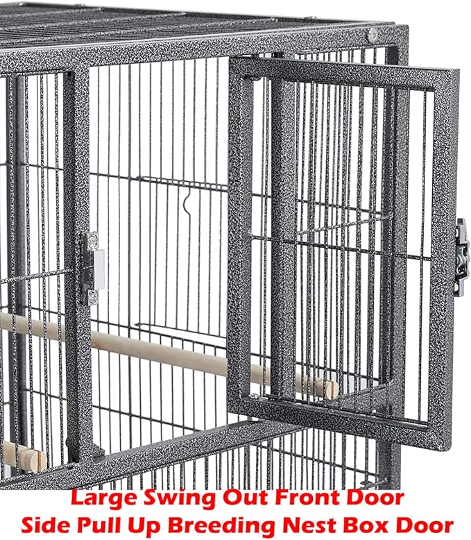 Triple Stackable Center Divided Breeder Breeding Bird Flight Double Rolling Cage Side Nesting Doors Easy Clean Pull Out Tray for Aviaries Canaries Cockatiels Lovebirds Finches Budgies Small Parrots