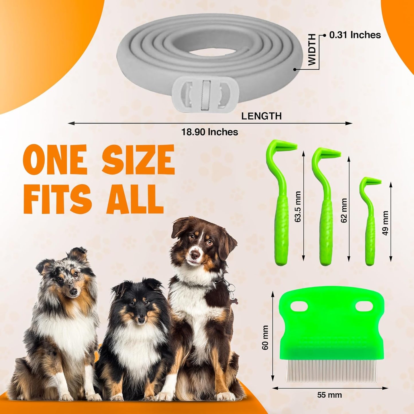 Dog Flea and Tick Collar 2 Pack 8-Month Protection Waterproof Natural Flea Collar for Dogs Safe and Effective Includes Flea Comb and Tick Removal Tool Adjustable Size for All Dogs & Puppies