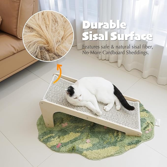 PETKARAY Sisal Cat Scratcher Ramp, L Shaped Scratching Post and Scratch Pad for Indoor Cats, Wall Furniture Protector(Chevron)