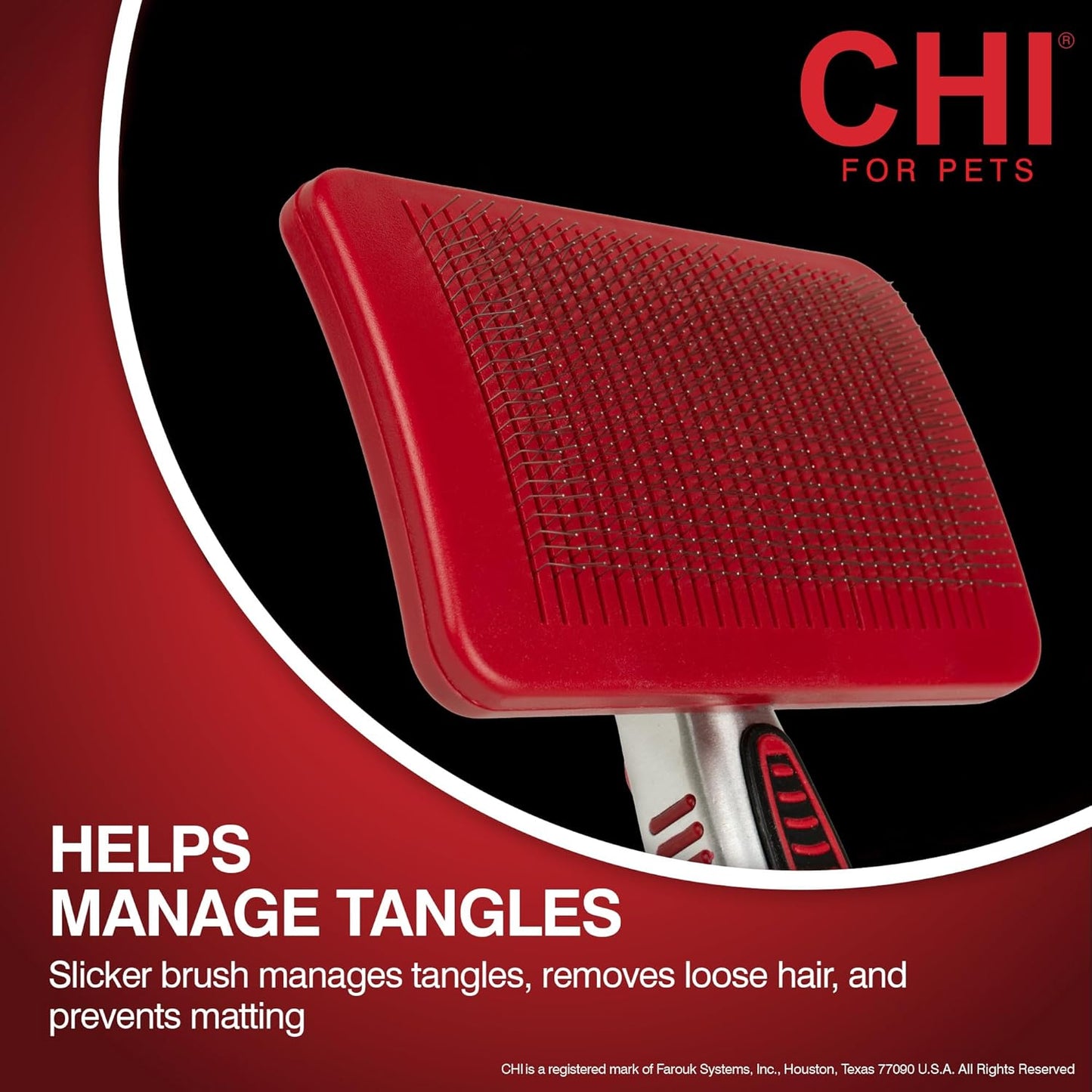 CHI Pivoting Slicker Brush - Self Cleaning and High End for Grooming Large Dogs
