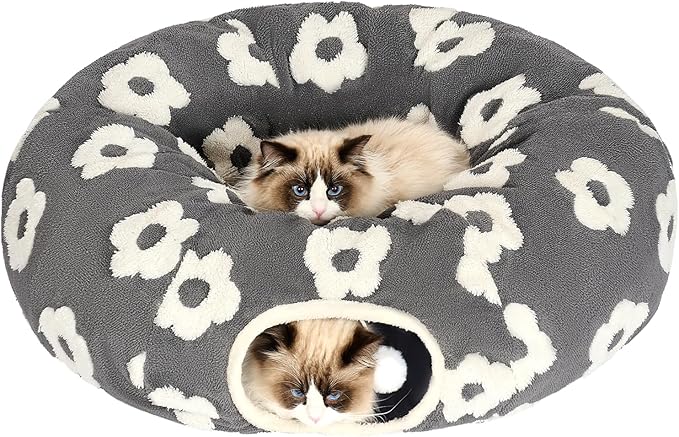Pesen Cat Tunnel Bed with Soft Cushion, Cat Toys for Indoor Cats Enhance Bonding Between Pets and Owners, Encourage Exploration, and Satisfy Natural Instincts for Kittens, Dogs, and Rabbits