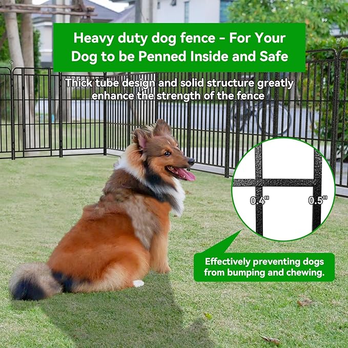 Dog Playpen Outdoor 12 Piece Panels Heavy Duty Dog Fence 47" Height with Thick Pipe Anti-Rust with Doors Portable for RV Camping Yard, Total 27FT, 57 Sq.ft, Snowy Black