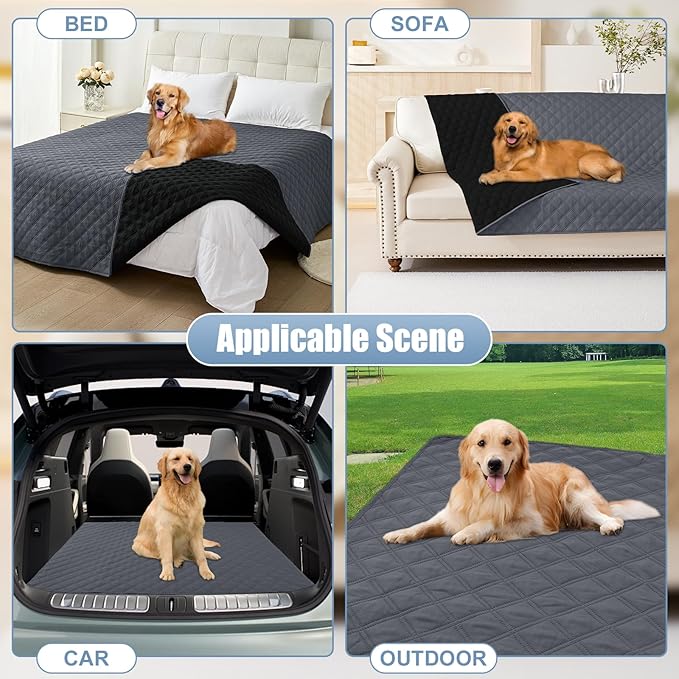 Smiry Waterproof Dog Bed Cover Pet Blanket, Soft Washable Dog Blanket for Furniture Bed Couch Sofa Reversible, Checkered (40"x50", Dark Grey/Black)