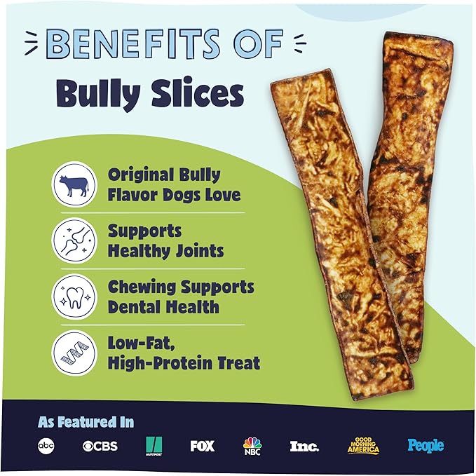 Pawstruck Bully Slices Premium Rawhide Chew Sticks, Beef Flavor - Low Fat, High Protein Treat for Small, Medium, and Large Dogs - No Artificial Ingredients - 1 lb Bag - Packaging May Vary (Pack of 2)