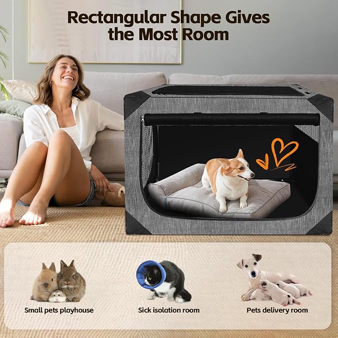 Dog Crate 36x25x25 Inch for Large or Medium Dogs, Portable and Foldable Design Perfect for Travel or Home Use, Dog Kennel with 3-Door