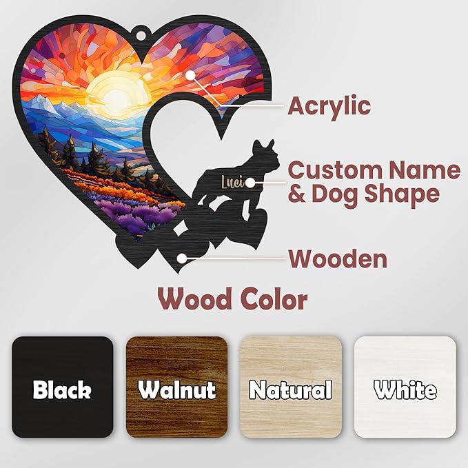 Personalized Dog Memorial Suncatchers Custom Name & Dog Breeds Remembrance Ornament Sympathy Gifts for Loss of Pet Passed Away Ideas Gift Pet Lovers in Loving Memory Window Hanging