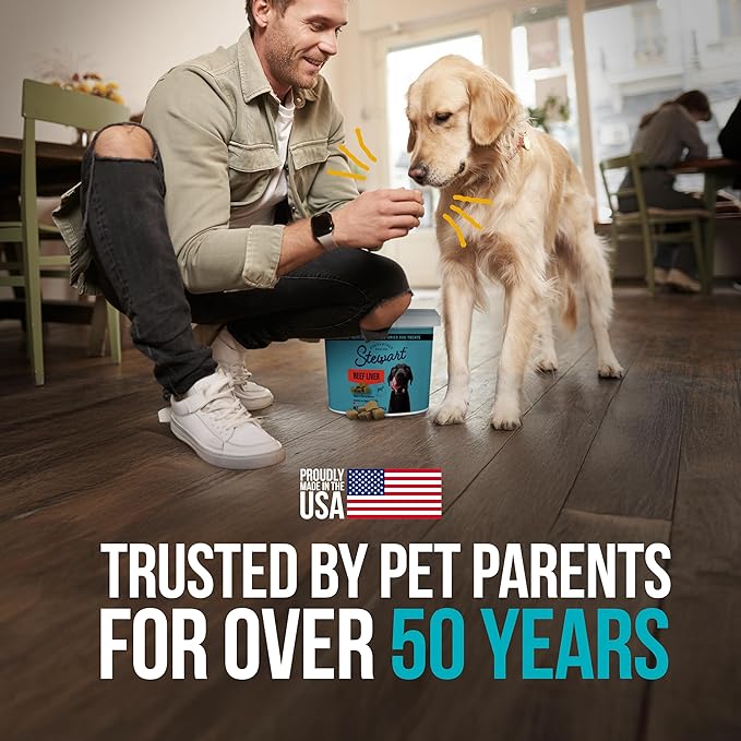 Stewart Single Ingredient Freeze Dried Raw Dog Treats, Beef Liver, 14 Ounce, Approx. 315 Pieces per Resealable Tub, Training Treats or Meal Topper, High Protein, Grain Free, Gluten Free