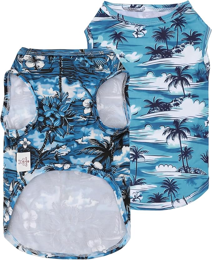 CuteBone Dog Shirts 2-Pack Soft Pet Clothes Breathable Summer Vest for Small Puppy and Stretchy Cat Apparel 2BX19L