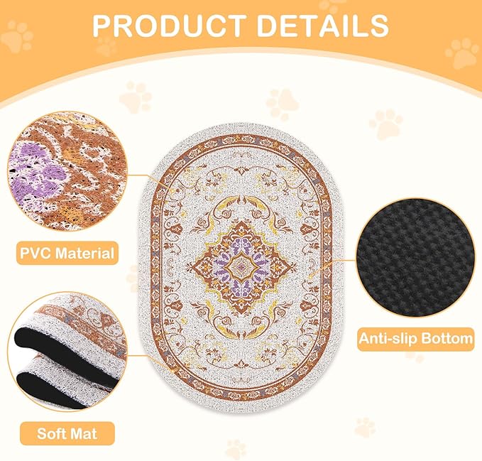 Bienbee Cat Litter Mat, 40" x 30" Jumbo Size Litter Box Mat Rug with Non-Slip Bottom, Easy to Clean Cat Supplies Accessories Essentials for Indoor Kitty Kitten Floor,Brown XL