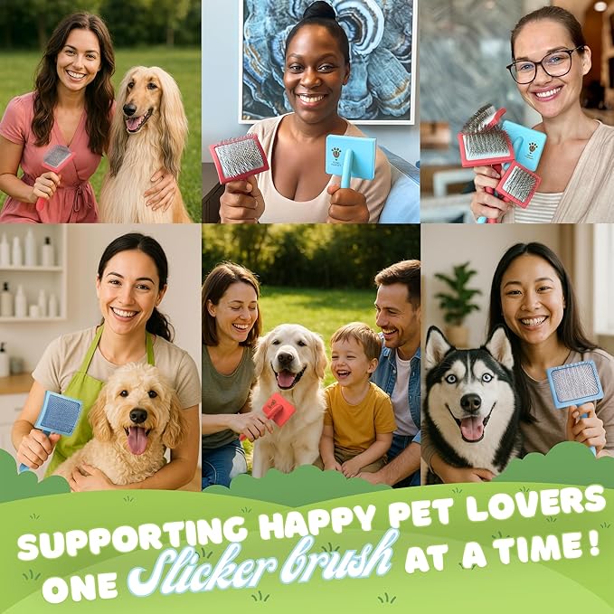 Dog Slicker Brush for Grooming Pet Hair - Best Slicker For Poodle & Golden Doodle - Long Haired Tool For Dogs - Goldendoodle Long Pin Brush For Dematting (Large)