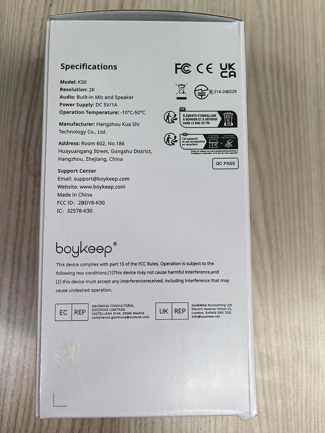 BoyKeep Indoor Camera - 2K Pet Camera, 5G/2.4GHz WiFi Cam for Baby Monitor with Phone App, 360° Pan & Tilt, 2-Way Audio, Color Night Vision, New for 2025 with 12s Free Cloud Storage