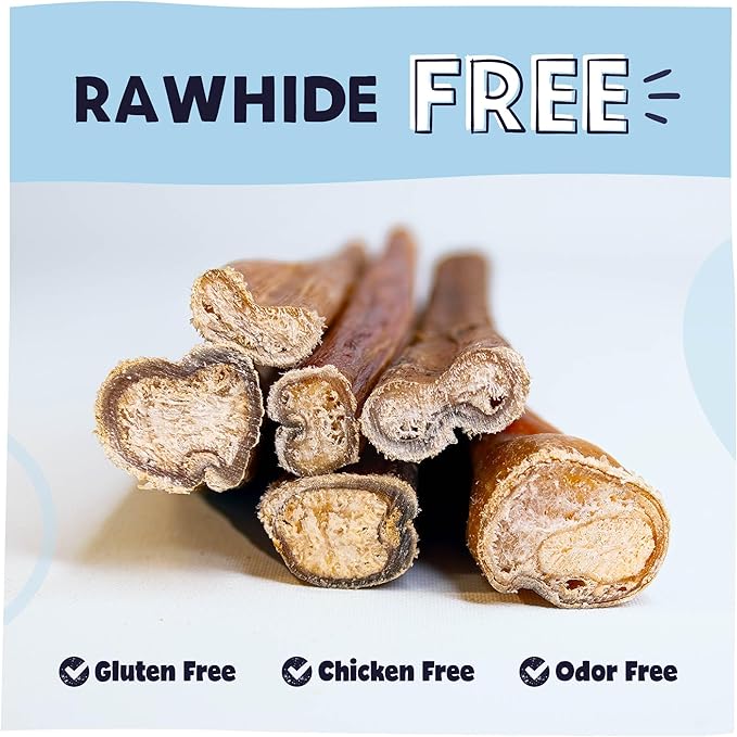 Pawstruck All-Natural 7" Bully Sticks for Dogs - Long Lasting, Rawhide-Free, Low Odor & Grain-Free Dental Chew Treat - Healthy Single Ingredient, 100% Real Beef - 1 lb Bag