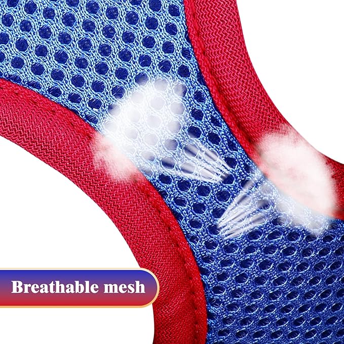 YIMEIS Dog Harness and Leash Set, No Pull Soft Mesh Pet Harness, Reflective Adjustable Puppy Vest for Small Medium Large Dogs, Cats (Red & Blue, X-Small (Pack of 1)